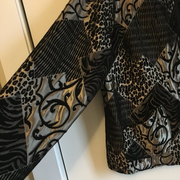 TanJay Gold and Black Patchwork Tiger Stripe & Leopard Spots Tapestry Jacket - Picture 6 of 16